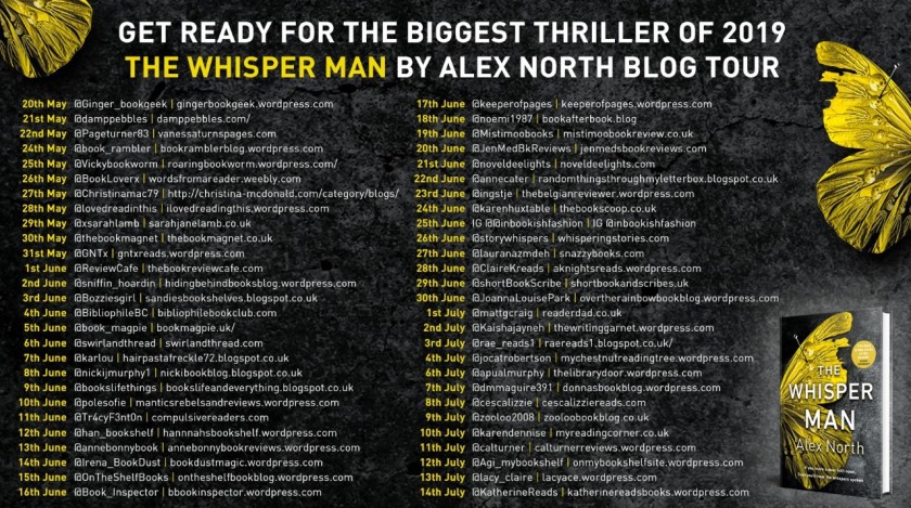 the whisper man by alex North tour banner